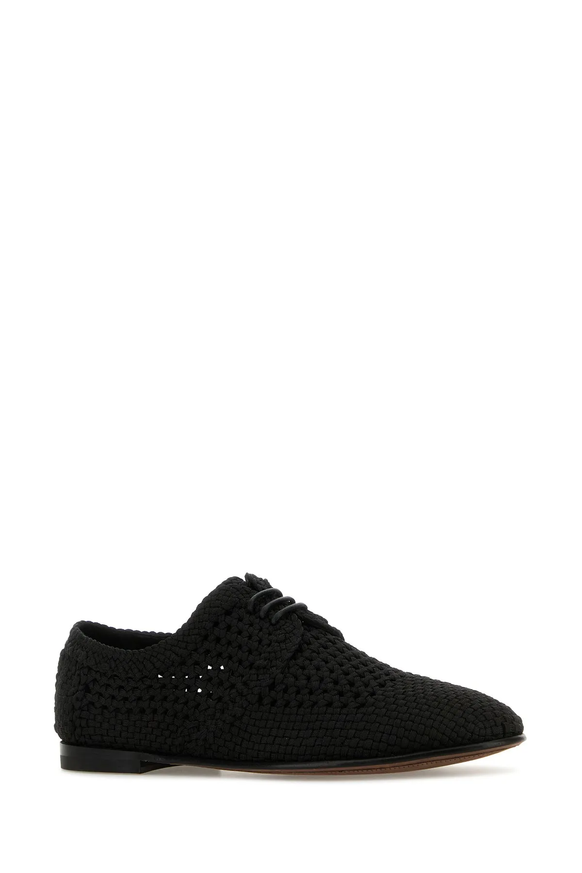 Black crochet lace-up shoes