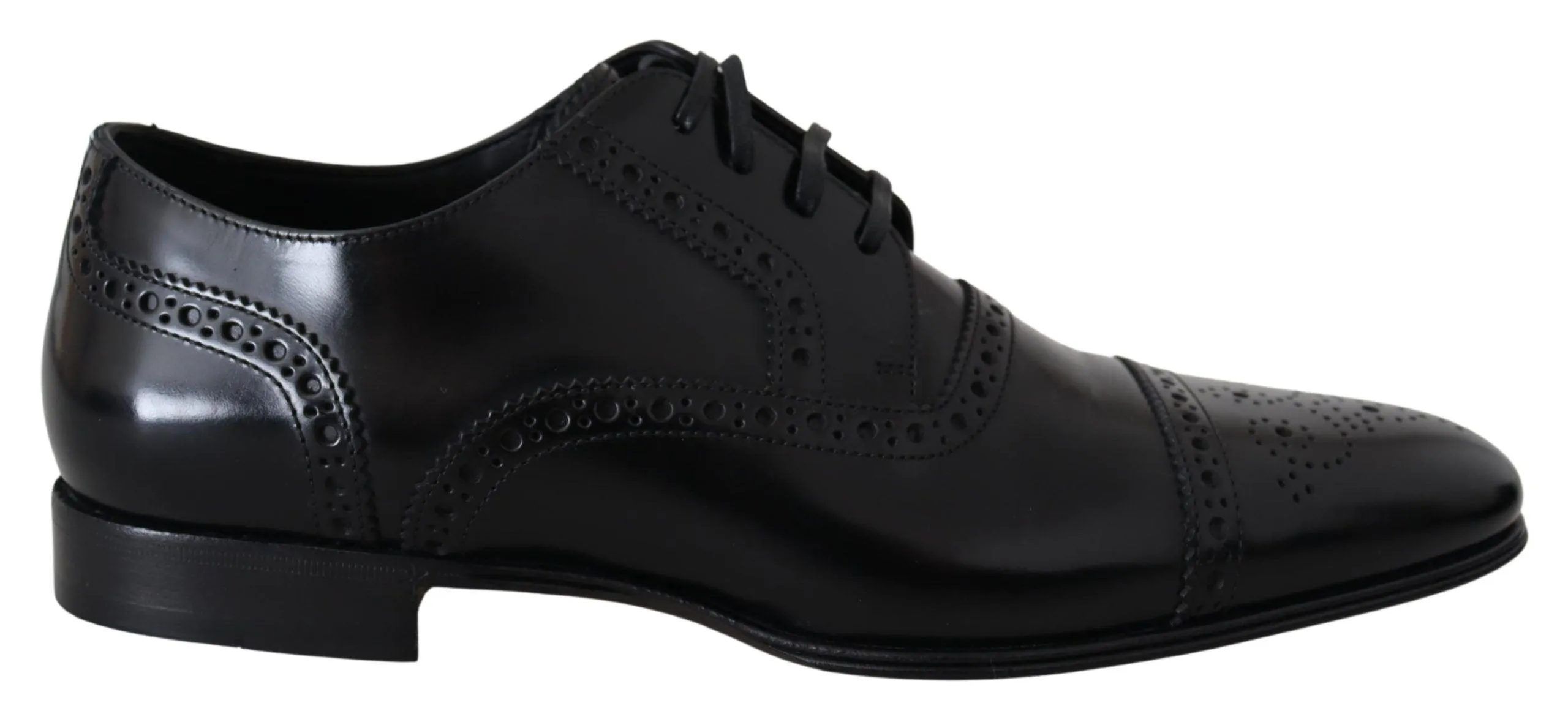 Dolce & Gabbana Elegant Black Leather Formal Derby Sko