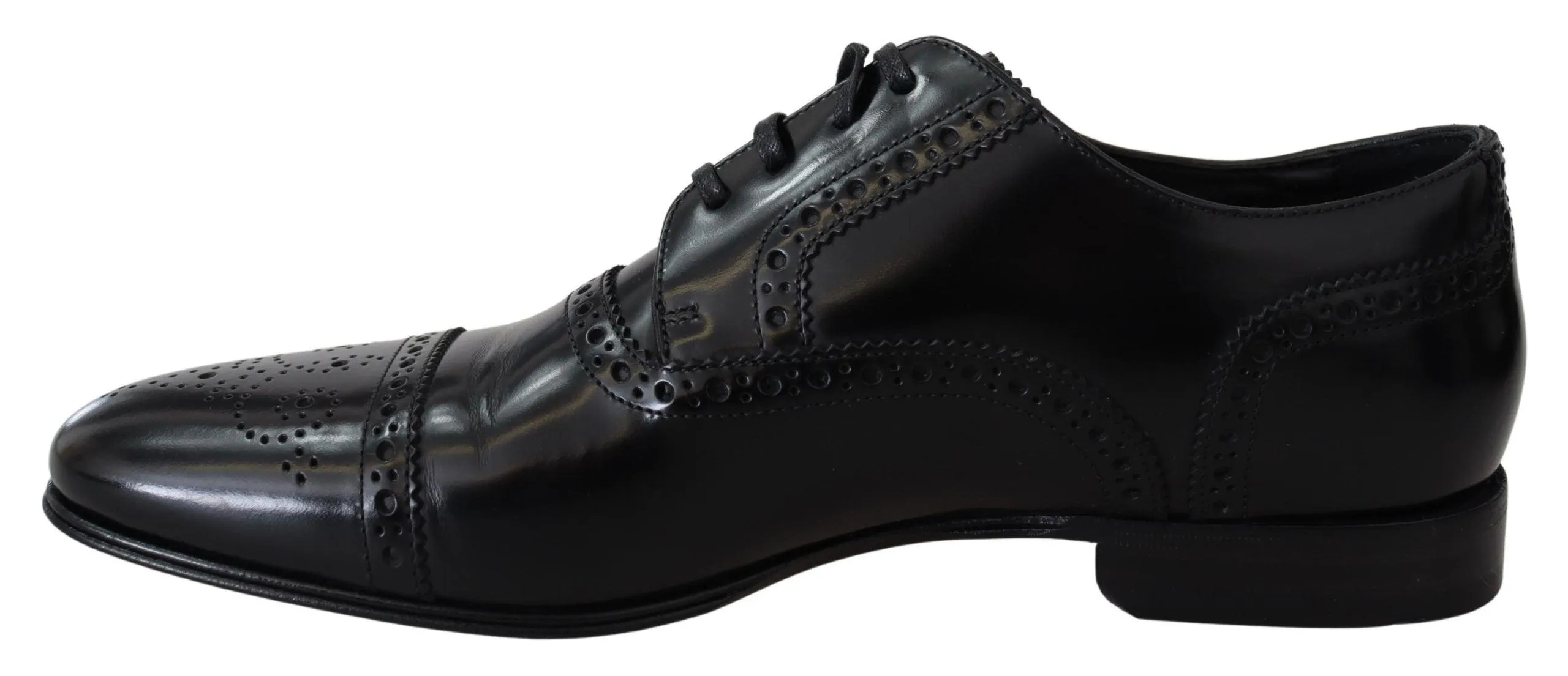 Dolce & Gabbana Elegant Black Leather Formal Derby Sko