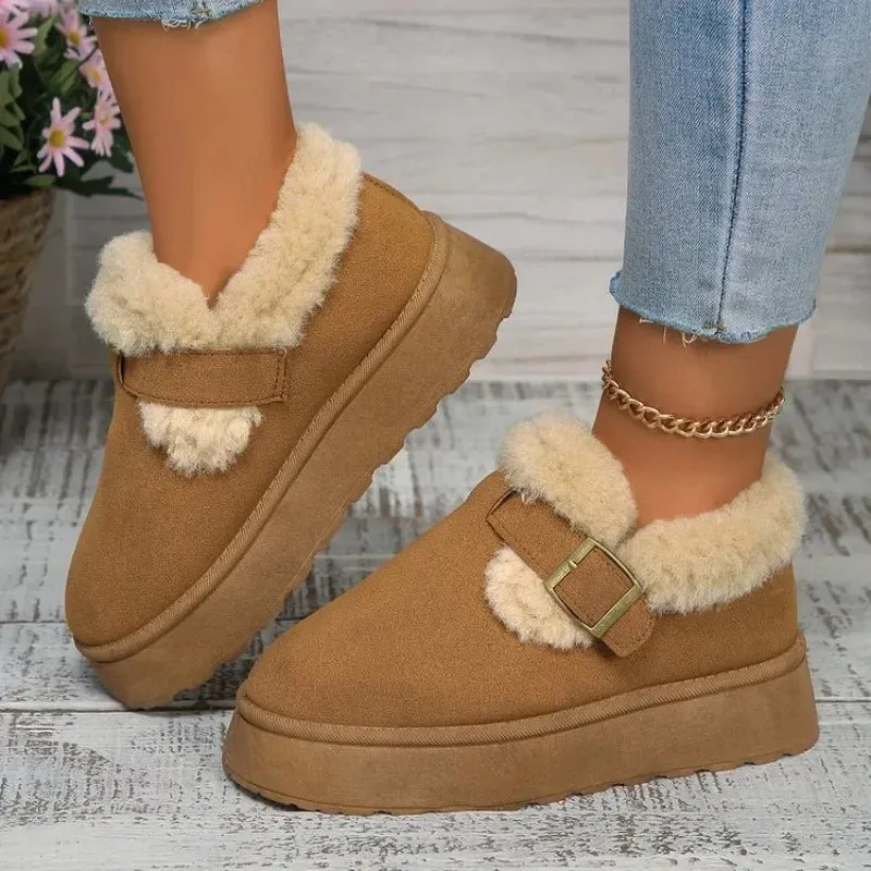 Fashionable Plush Flat Stylish Cozy Non-Slip Round Toe Snow Boot