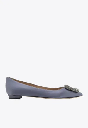 Hangisi FMC Crystal Buckle Satin Flats