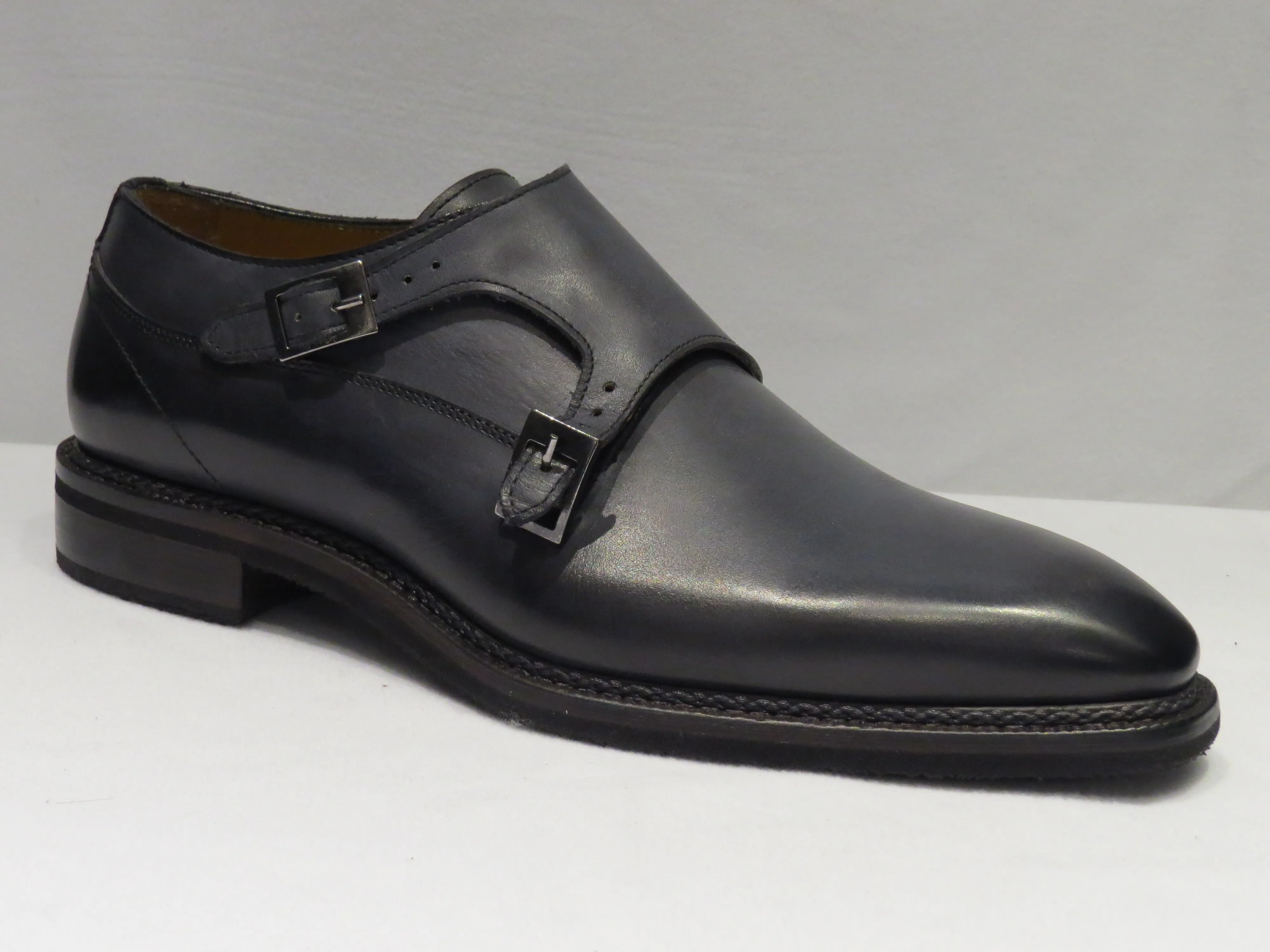Jose Real Grey Double Monk Strap Plain Toe Shoes