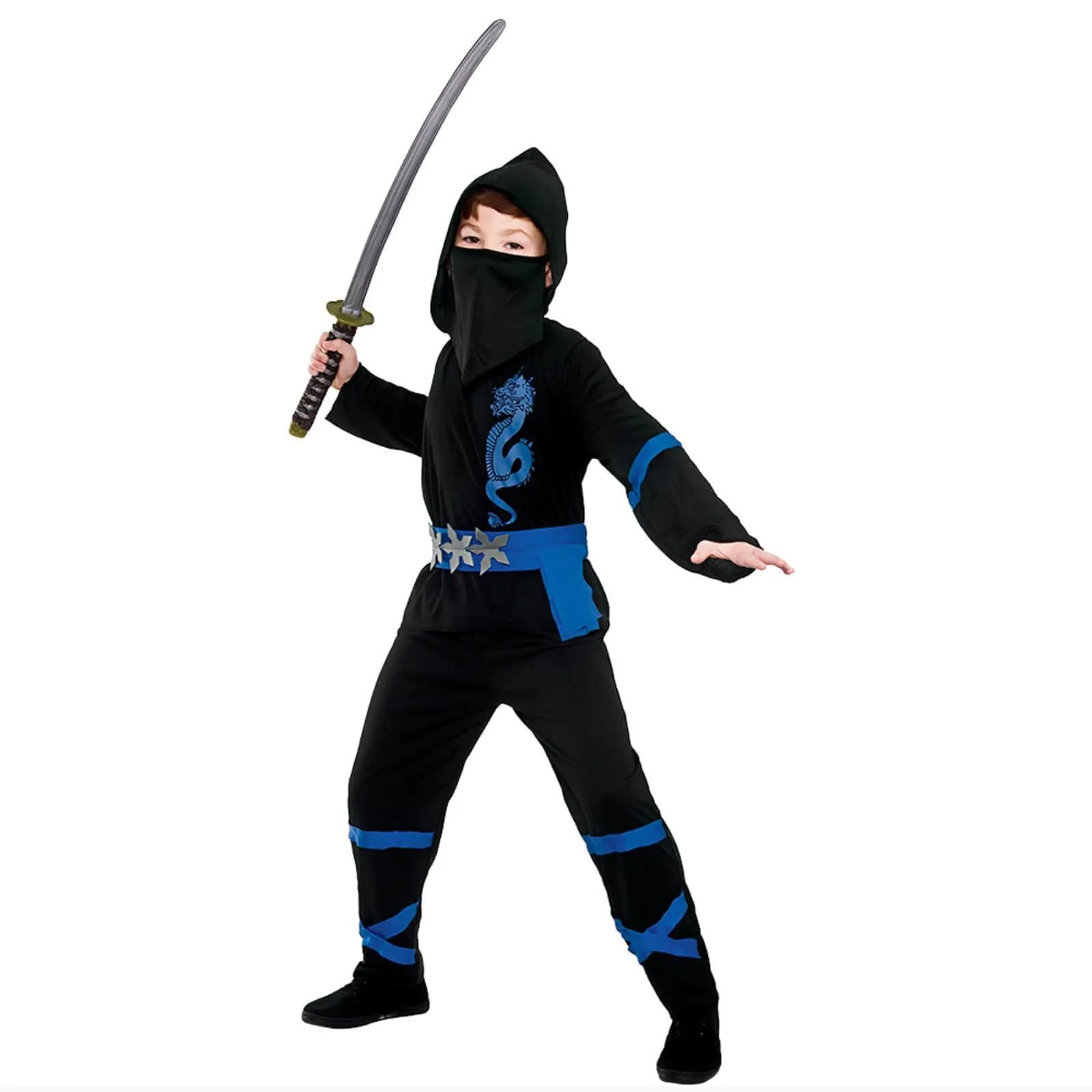 Kids Power Ninja Japanese Fighter Black Halloween Costume