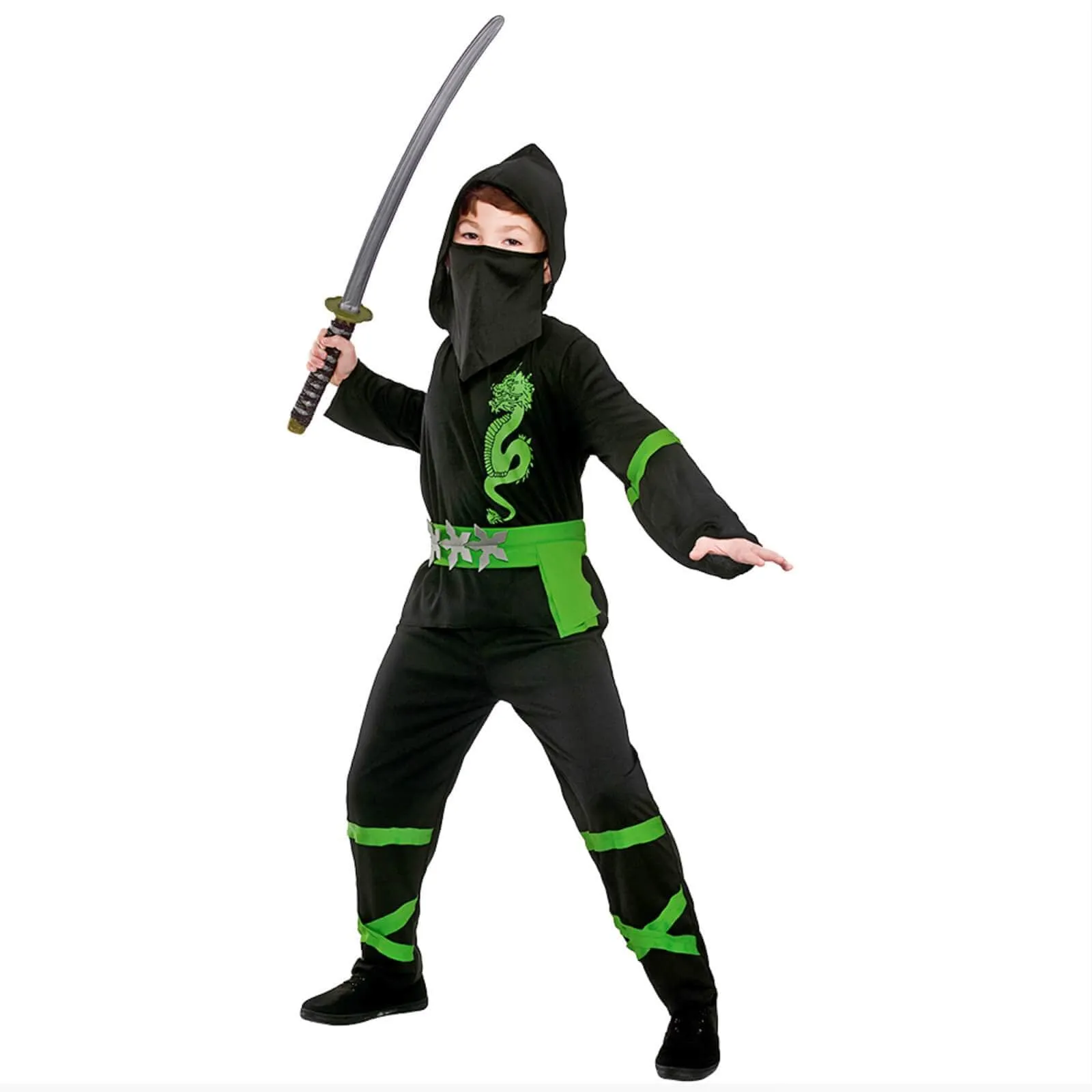 Kids Power Ninja Japanese Fighter Black Halloween Costume