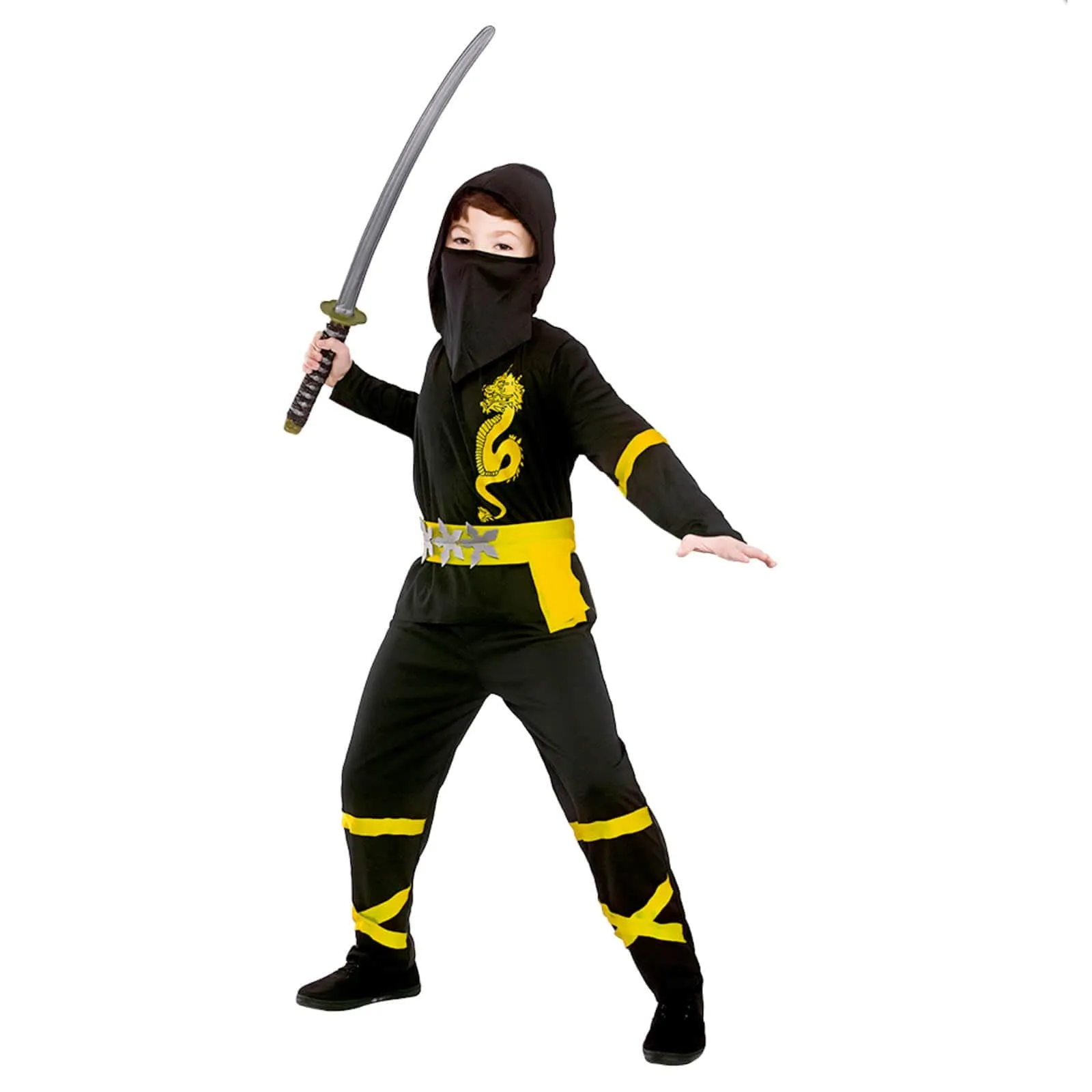 Kids Power Ninja Japanese Fighter Black Halloween Costume