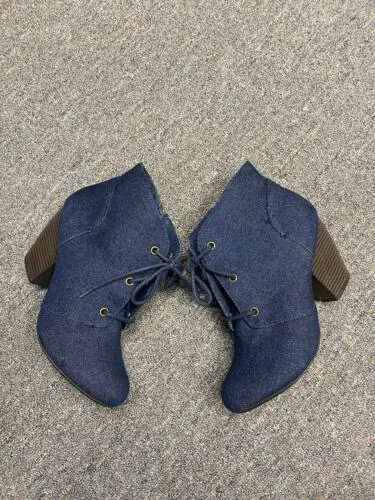Rampage Denim Block Heel Ankle Boots Size 8M