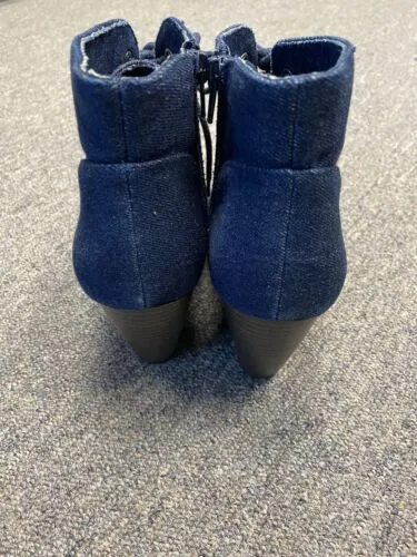 Rampage Denim Block Heel Ankle Boots Size 8M