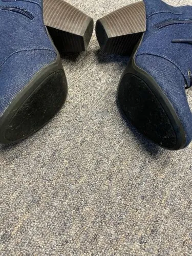 Rampage Denim Block Heel Ankle Boots Size 8M