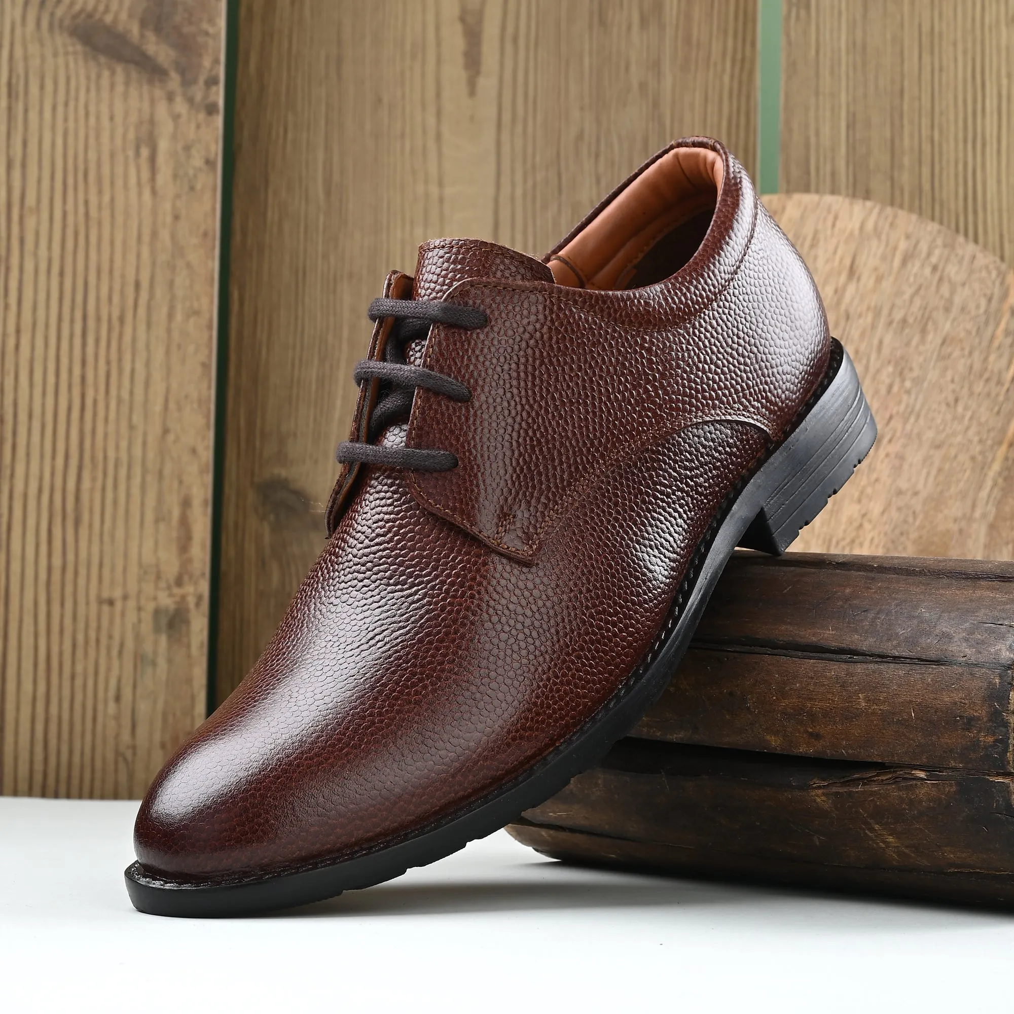 Seasoned Full Grain Leather Derby Lace Ups
